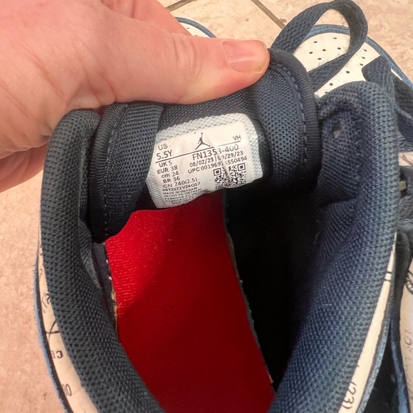 Nike Air Jordan 1 Mid SE Navy Red Take Flight Airplane Sneakers Big Kids 5.5Y - Picture 5 of 11